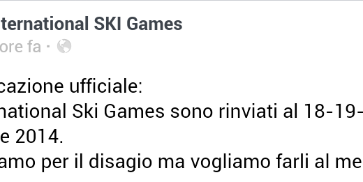 Comunicazione Rinvio Ski Games